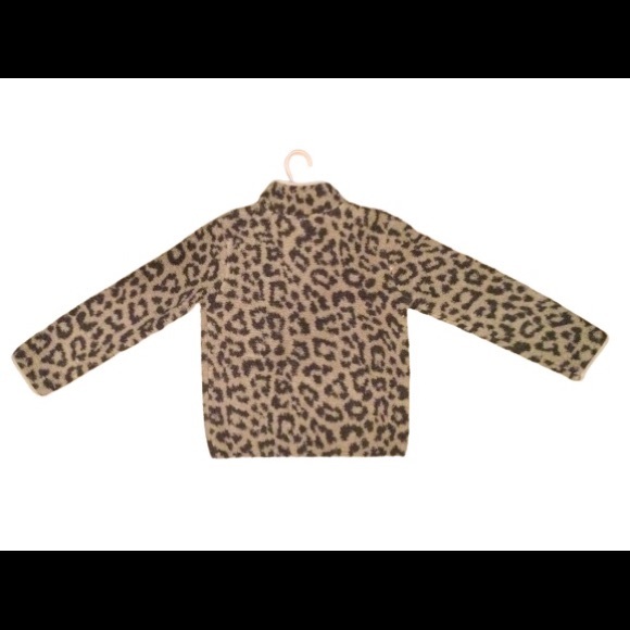 Joe Fresh Cropped Sherpa Cheetah Print Zip-Up Cardigan - Picture 2 of 3